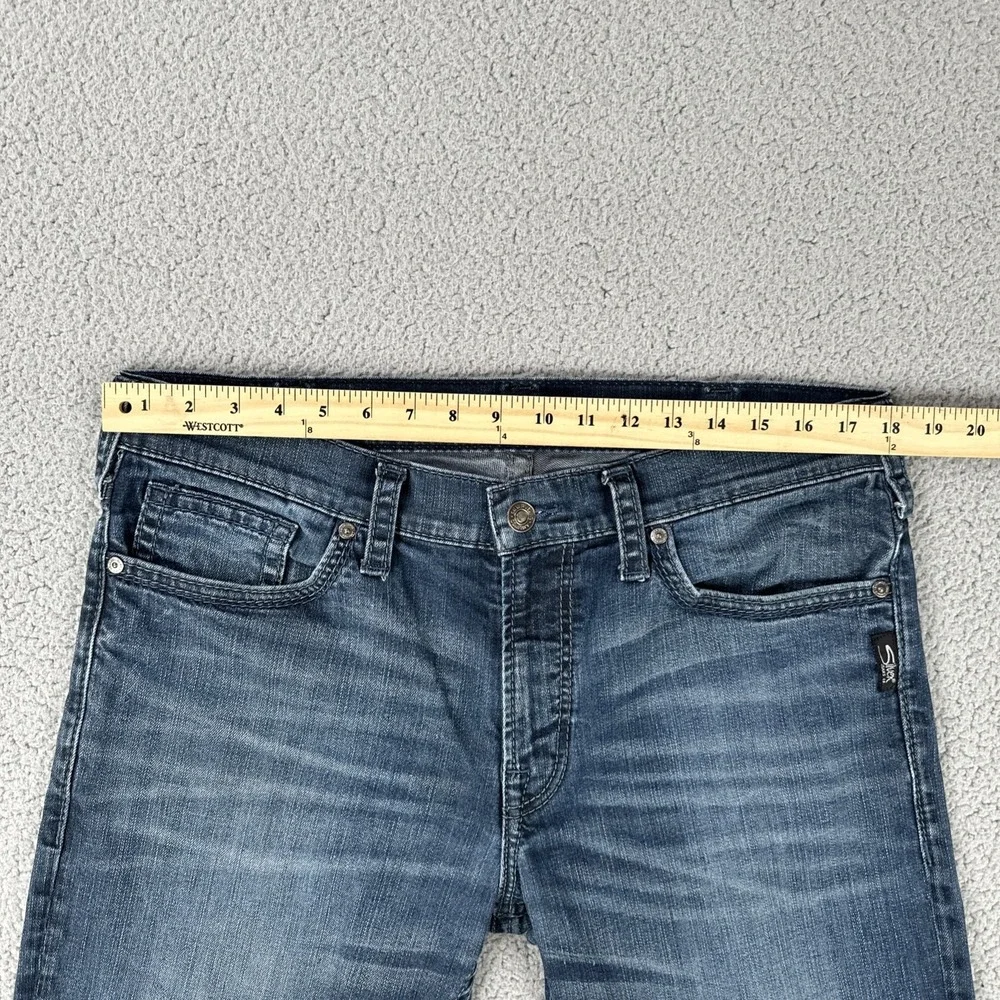 Silver Jeans Co Eddie Jeans Men 36x27* Blue Straight Leg Stretch Faded Whiskered